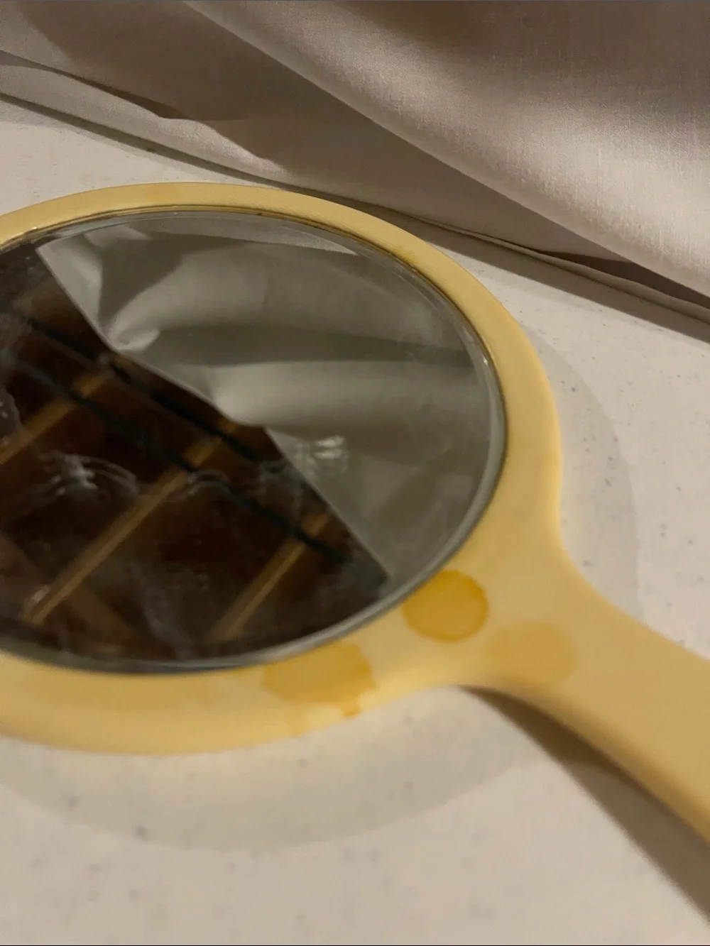 Vintage Yellow Handheld Mirror